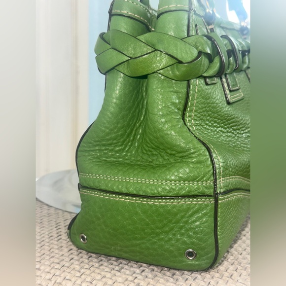 COACH HAMPTON PEBBLED LEATHER BRAIDED SATCHEL LIME GREEN #F13084 - Picture 5 of 12